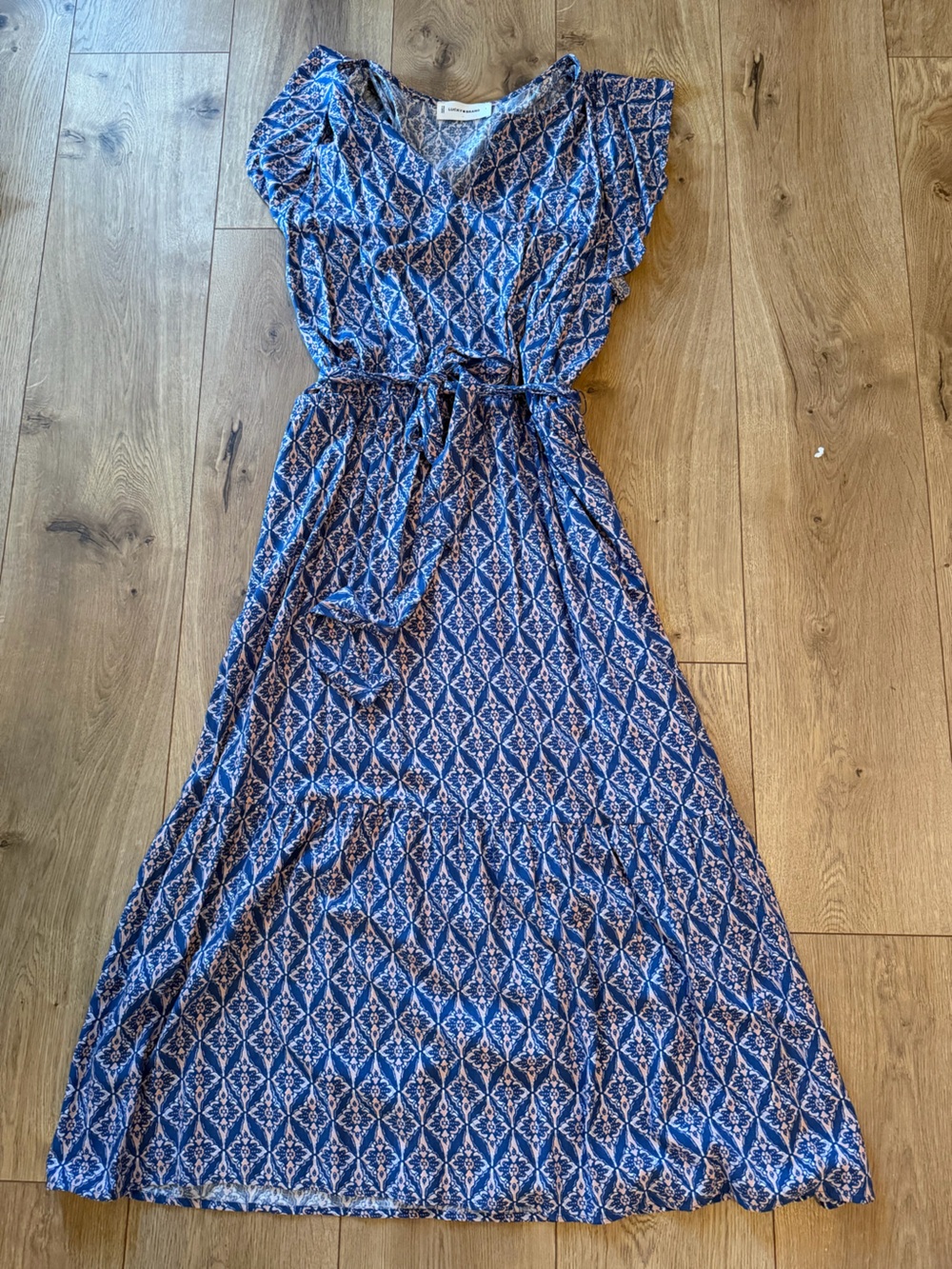 Lucky Brand Blue Patterned Maxi Dress